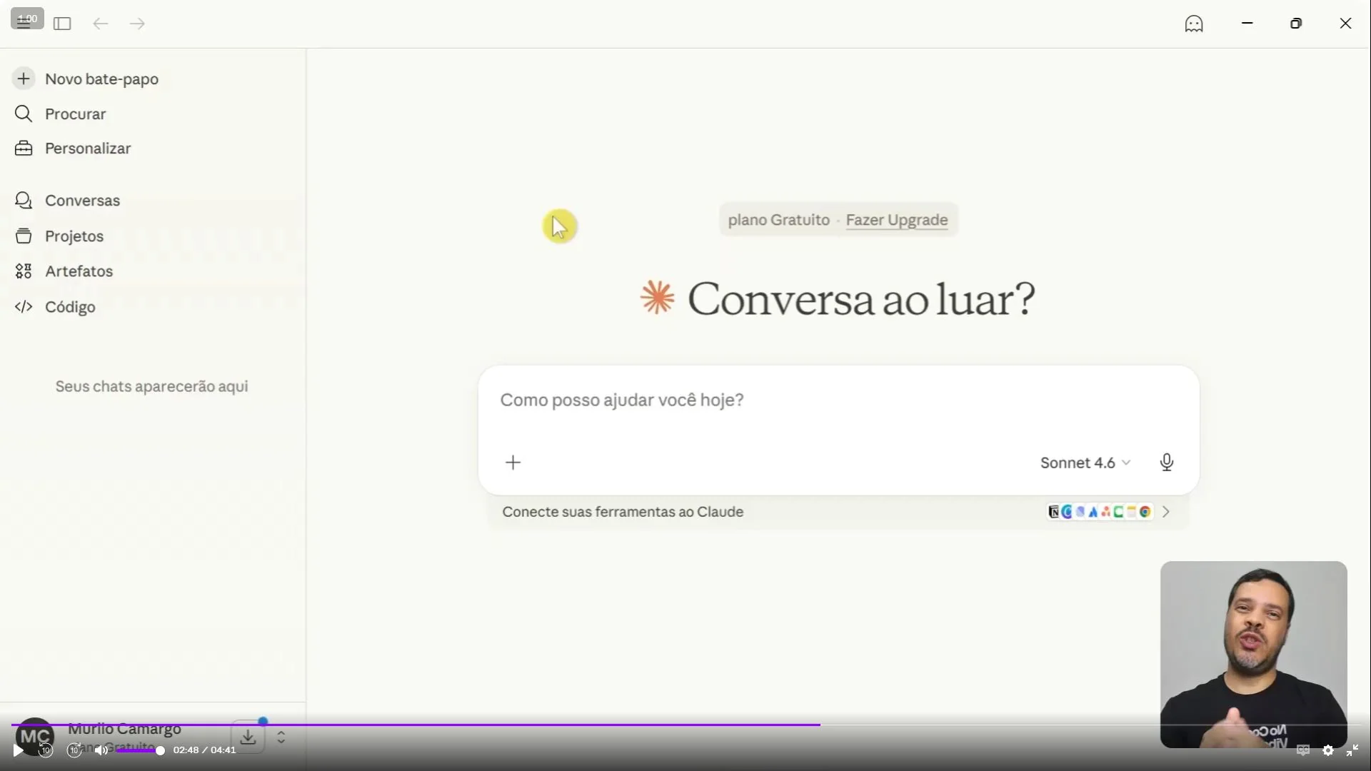 Interface do Claude configurada em modo expert