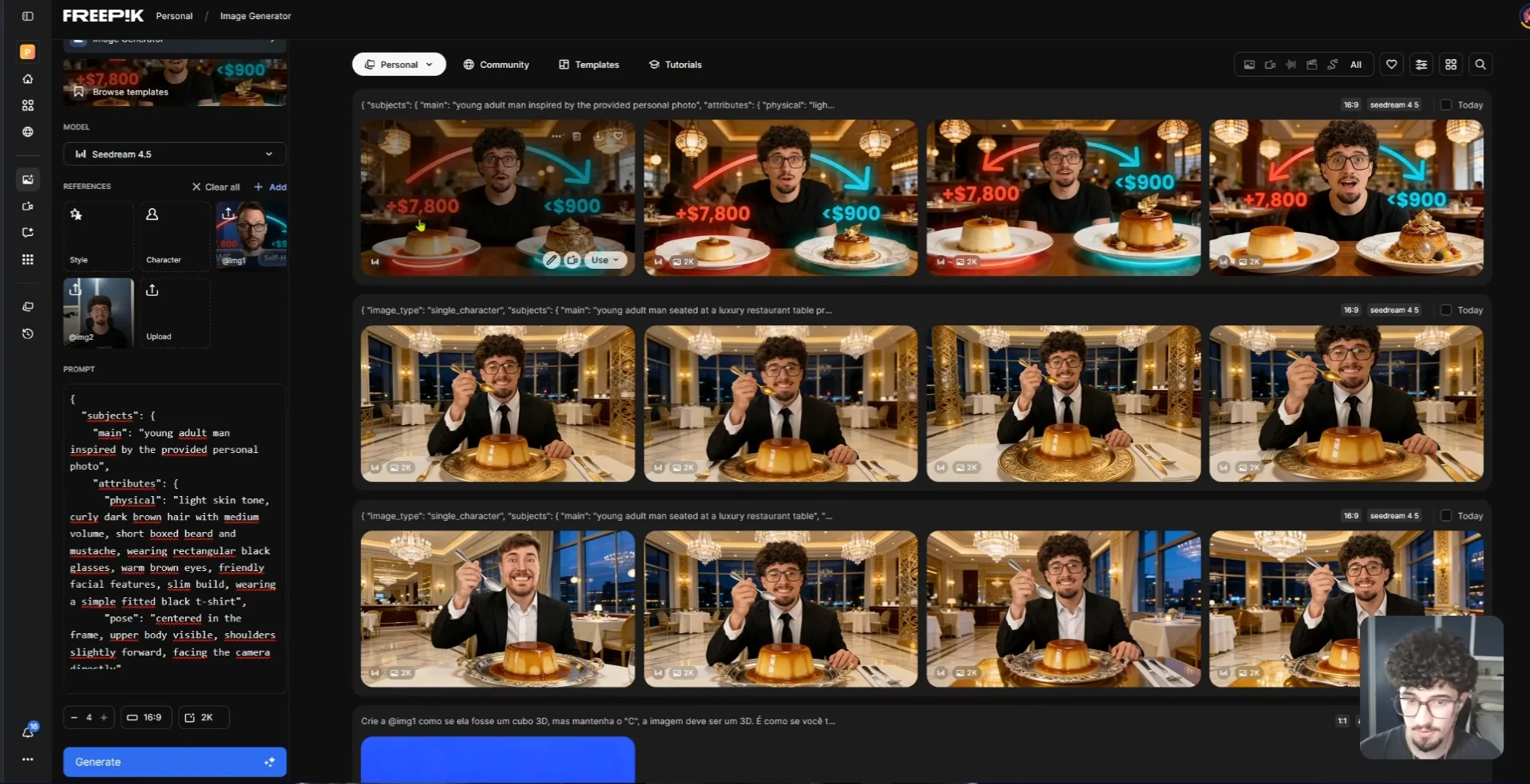 Galeria de thumbnails profissionais gerados com IA